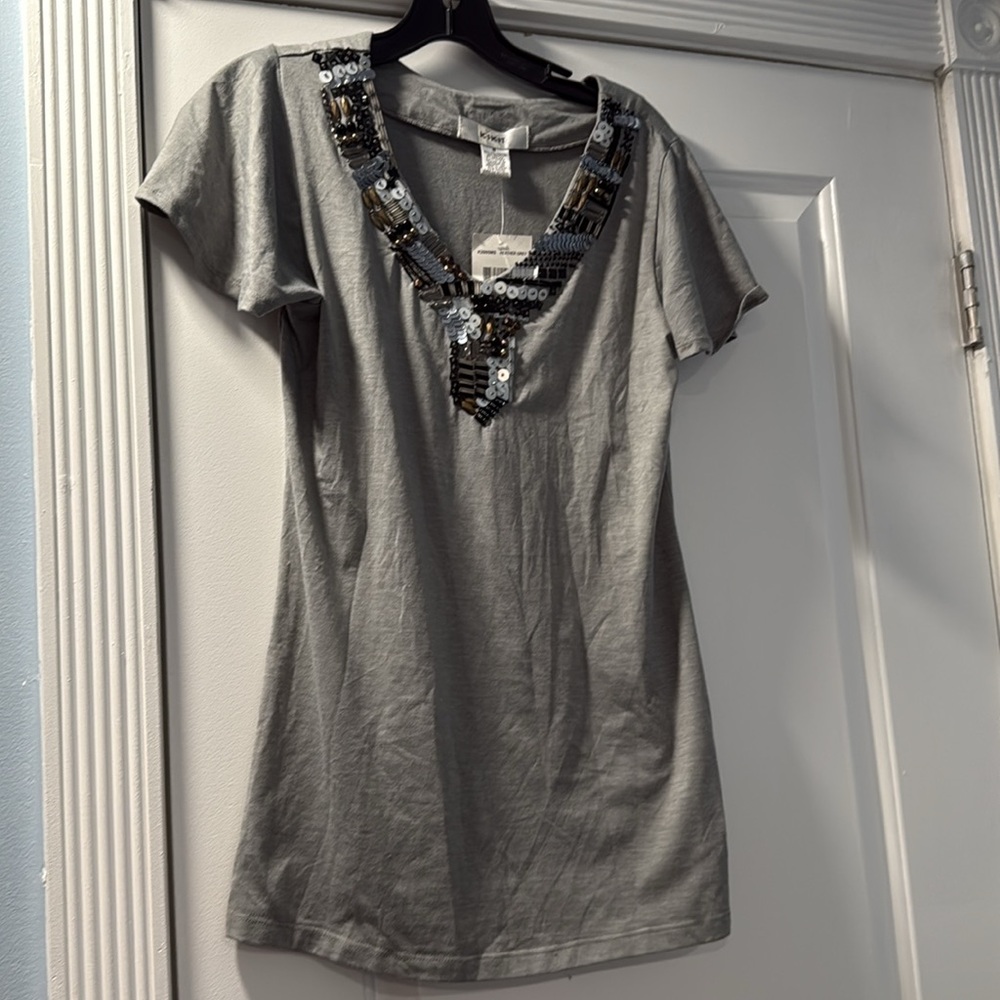 Kikit Gray Sequin Embellished Top